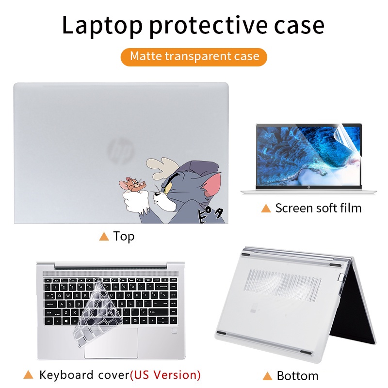 Ốp Máy Tính Bảng Bằng PVC Cứng Họa Tiết Hoạt Hình 4 Trong 1 Cho HP Probook 440 G8 14 Inch Pavilion 14-dv HP Pavilion 14-ce