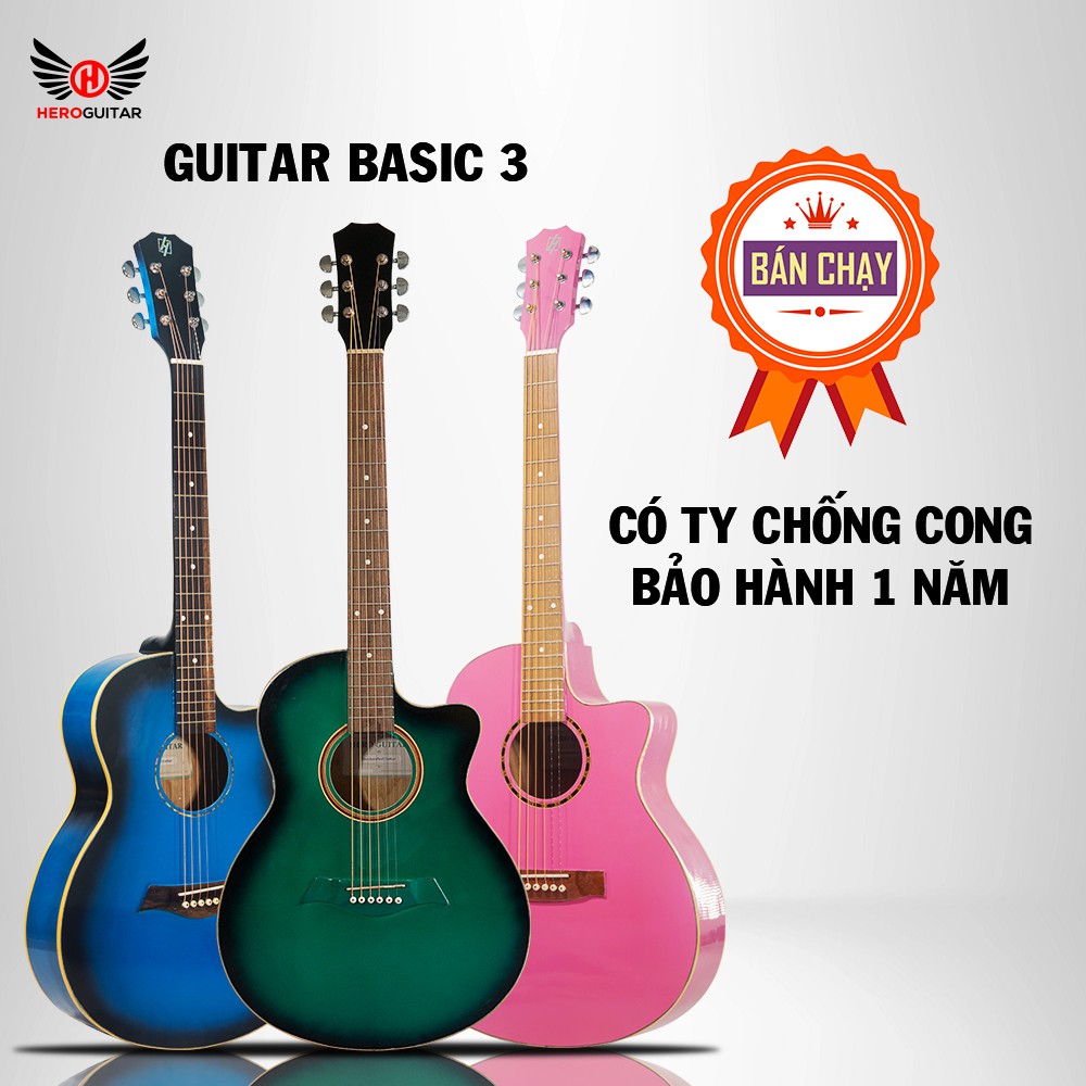 Guitar acoustic B3 (tặng full phụ kiện ) đàn guitar cho người mới tập chơi- Hero Guitar Đà Nẵng