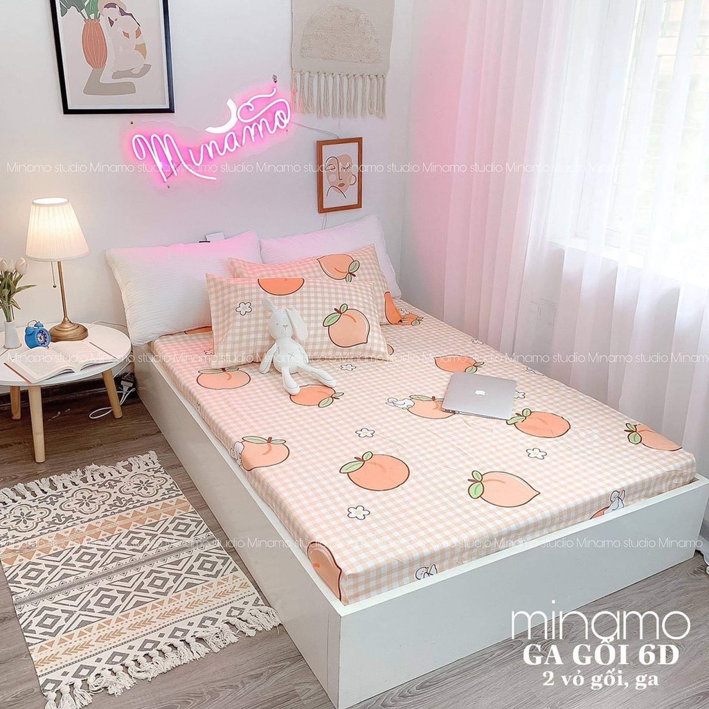 Ga nệm trải giường cotton, Drap giường và hai vỏ gối, Ra nệm  giường đẹp