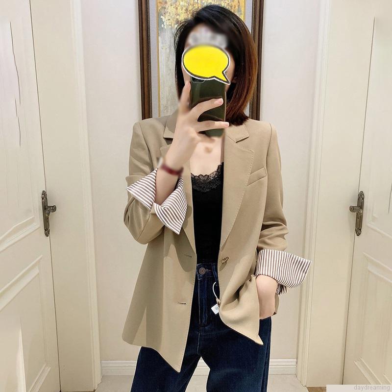 Áo khoác Blazer tay dài hoạ tiết kẻ sọc cho phái nữ
