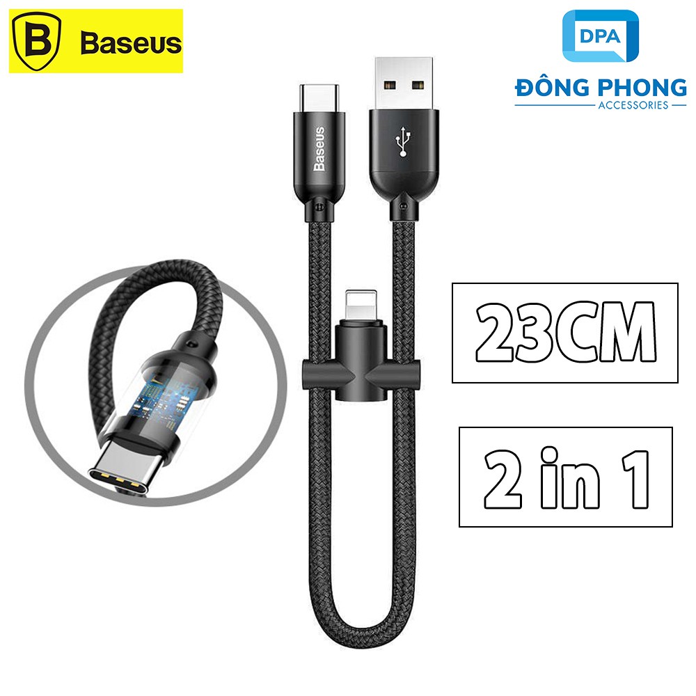 Cáp Sạc Nhanh Baseus 2 in 1 U-Shaped Portable 23CM Chính Hãng
