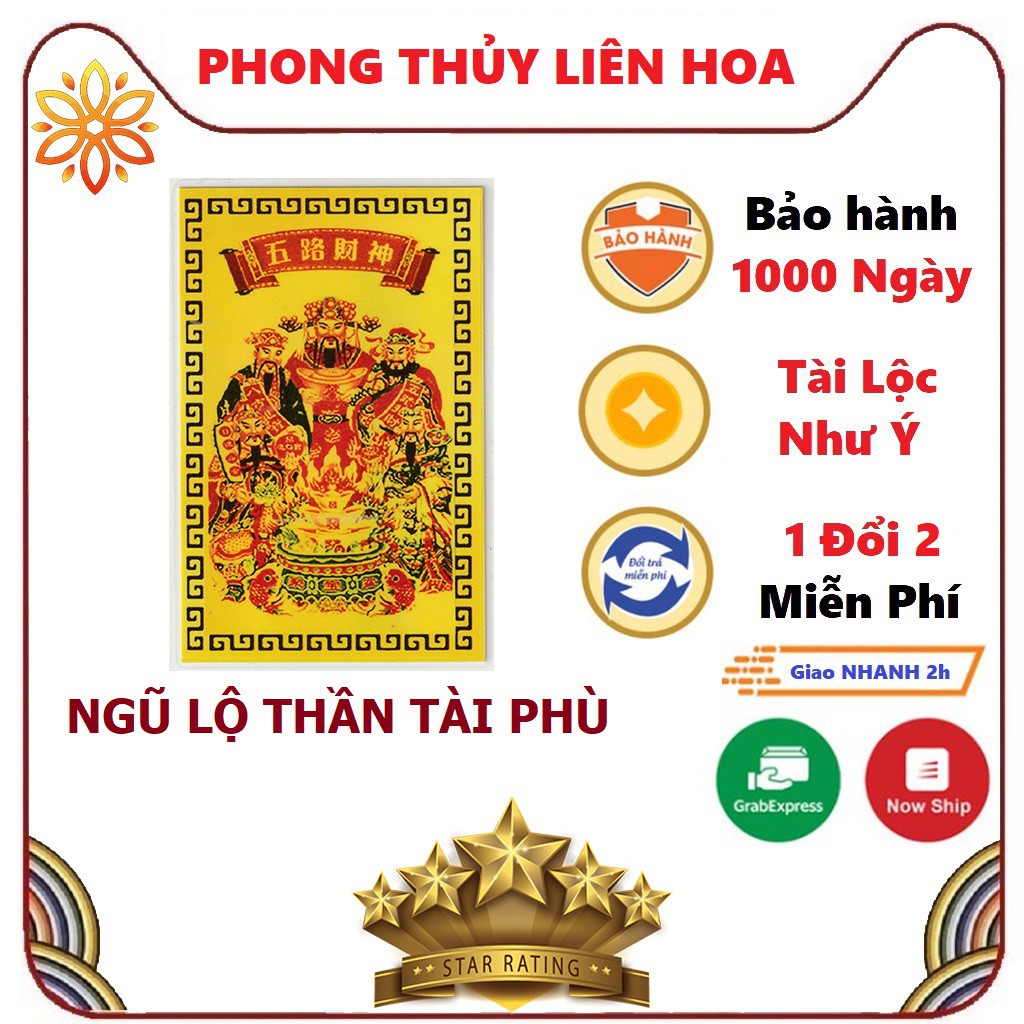 Ngũ Lộ Thần Tài bản ép plastic siêu bền, mỏng - để ốp điện thoại, ví tiền - Khai cung Tài, Mở cung Lộc | BigBuy360 - bigbuy360.vn