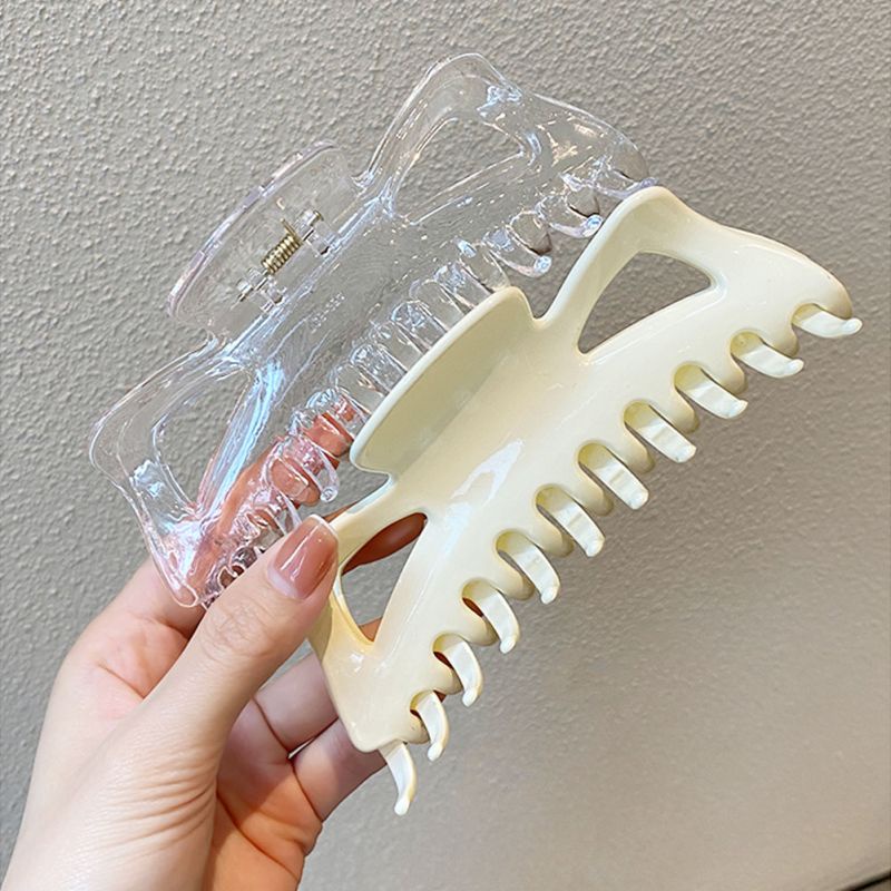 Kẹp Tóc Acrylic Dày Mặt Nhám Màu Đen Cỡ Lớn Đơn Giản Thời Trang Cho Nữ Khi Tắm/Trang Điểm