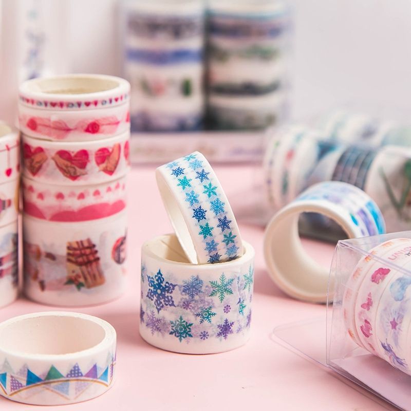 Hộp Băng keo washi hộp 10 cuộn, băng dính trang trí
