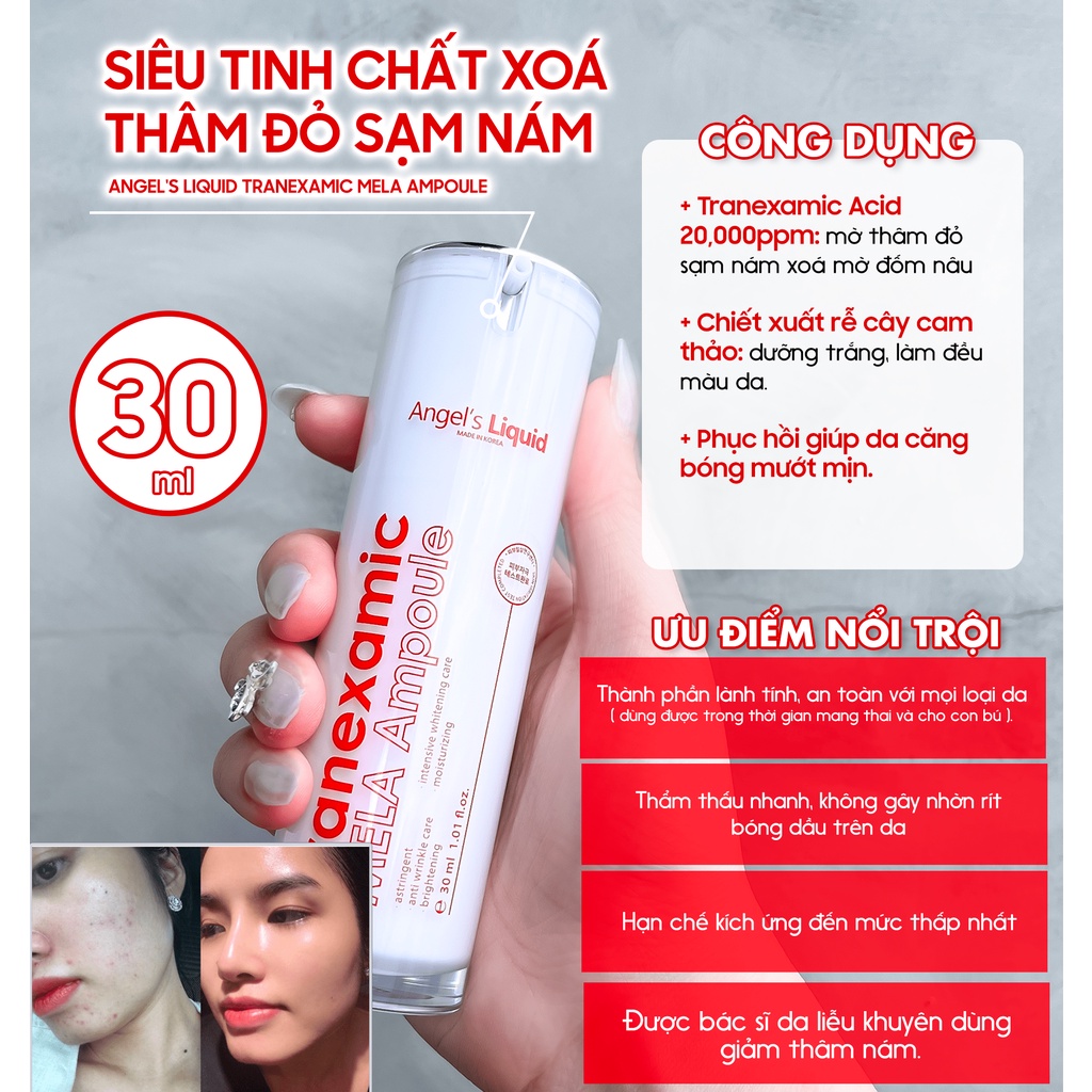 Siêu Tinh Chất Angel's Liquid Tranexamic Xoá Thâm Đỏ Mờ Sạm Nám Mela Ampoule 30ml