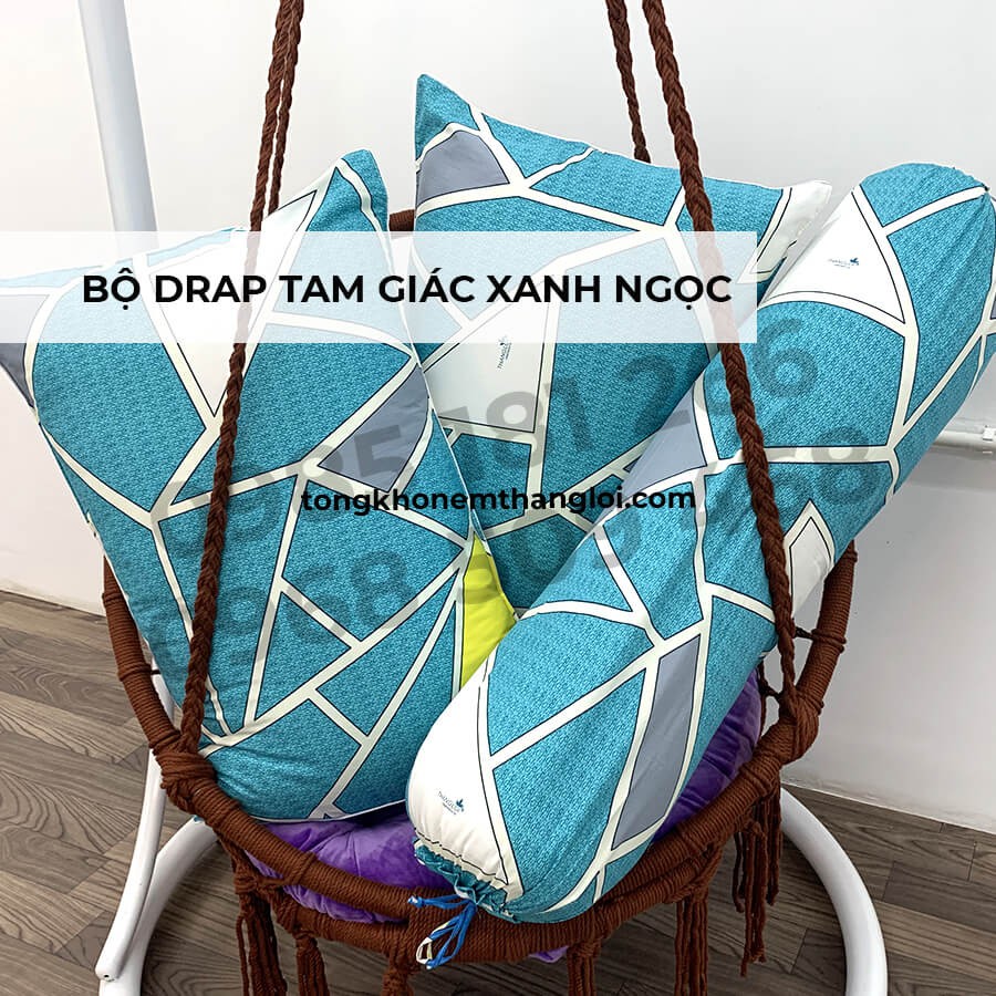 [Ảnh Thật] Tam Giác Xanh Ngọc - Bộ Drap Cotton 4 món Thắng Lợi Chính Hãng