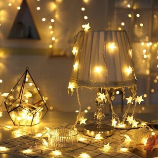 Bóng đèn led hình ngôi sao trang trí đẹp dây dài 6m 40 bóng, decor phòng ngủ đẹp
