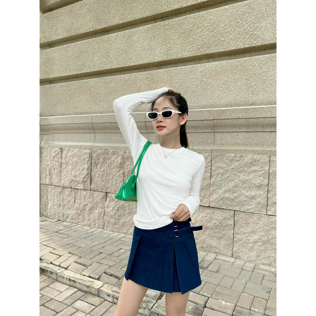 Chân váy ngắn xếp li có thắt lưng kiểu SLIT SKIRT