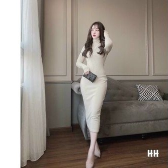 Váy len tăm body cổ lọ dáng dài - HÀNG MỚI VỀ