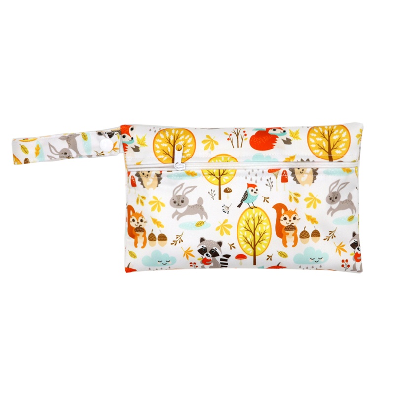 Túi Đựng Tã Em Bé Chống Thấm Nước In Họa Tiết Hoạt Hình Dễ Thương Có Khóa Kéo Tiện Dụng