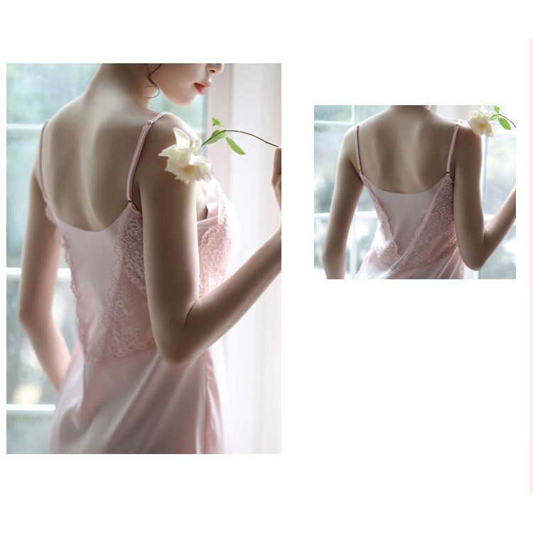 Váy ngủ 2 dây sexy siêu quyến rũ - Có đệm ngực- kèm tặng tất với mặt nạ- quần chip, váy ngủ lụa | BigBuy360 - bigbuy360.vn