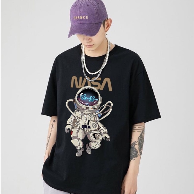 Áo thun tay lỡ form rộng unisex phi hành gia Nasa, áo phông nam nữ chât cotton mềm mát đủ size