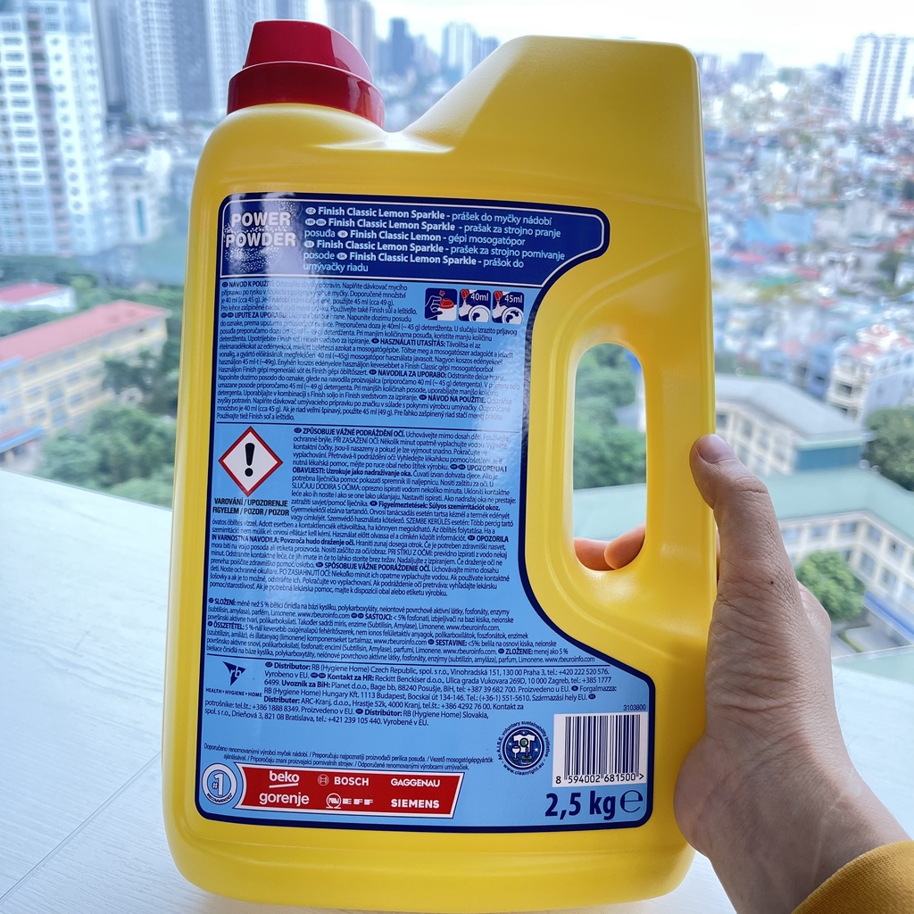 Bột rửa chén bát Finish 2.5kg hương chanh dùng cho máy rửa chén bát TIẾT KIỆM- RẺ VÔ ĐỊCH
