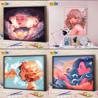 THANH LÝ Tranh sơn dầu số hoá DIY/ tranh tô màu theo số kèm khung ( Ảnh thật )