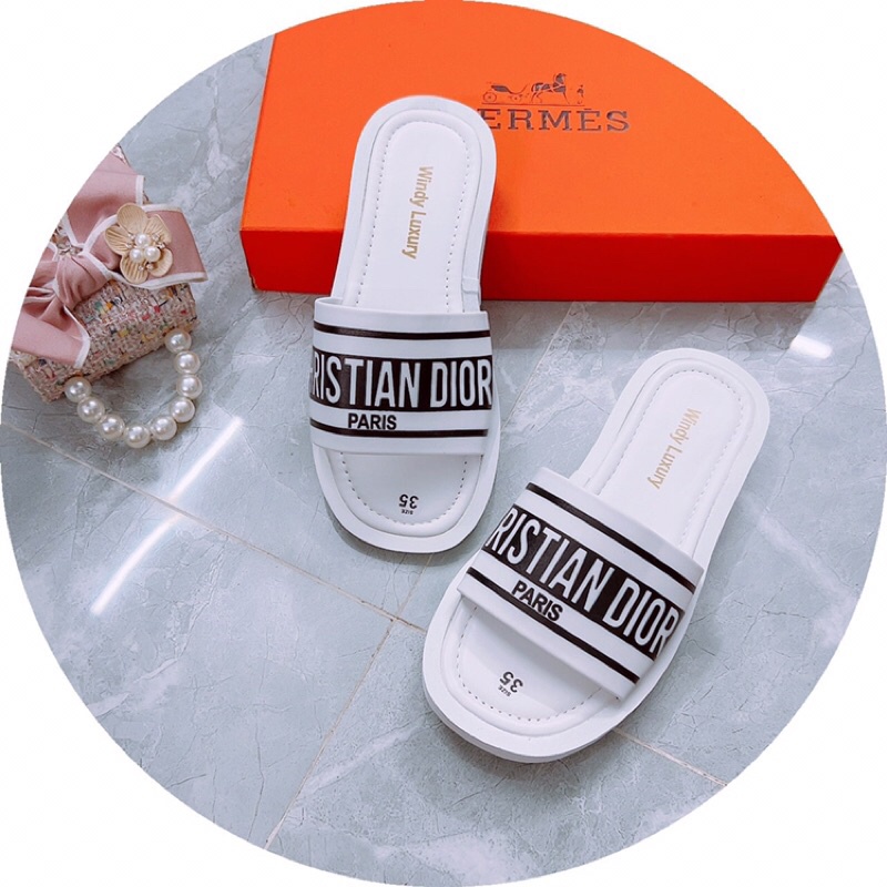 Dép bánh mì quai ngang chữ ChDio mới ảnh thật