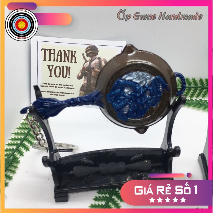 Móc khoá Chảo Skin Dragon Brown Blue độc đáo dài 8cm mô phỏng giống thật - Móc khoá pubg kim loại cao cấp