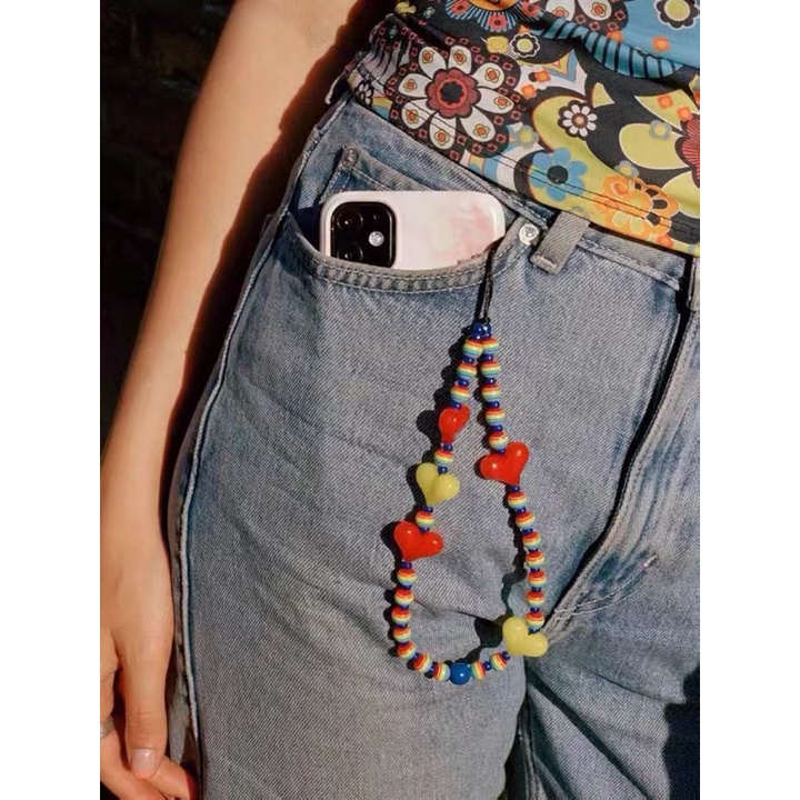 BLACKPINK JISOO Mobile Phone Strap Dây Đeo Điện Thoại Đính Hạt Pha Lê Hình Trái Tim/Hoa Hồng/Tròn Thời Trang