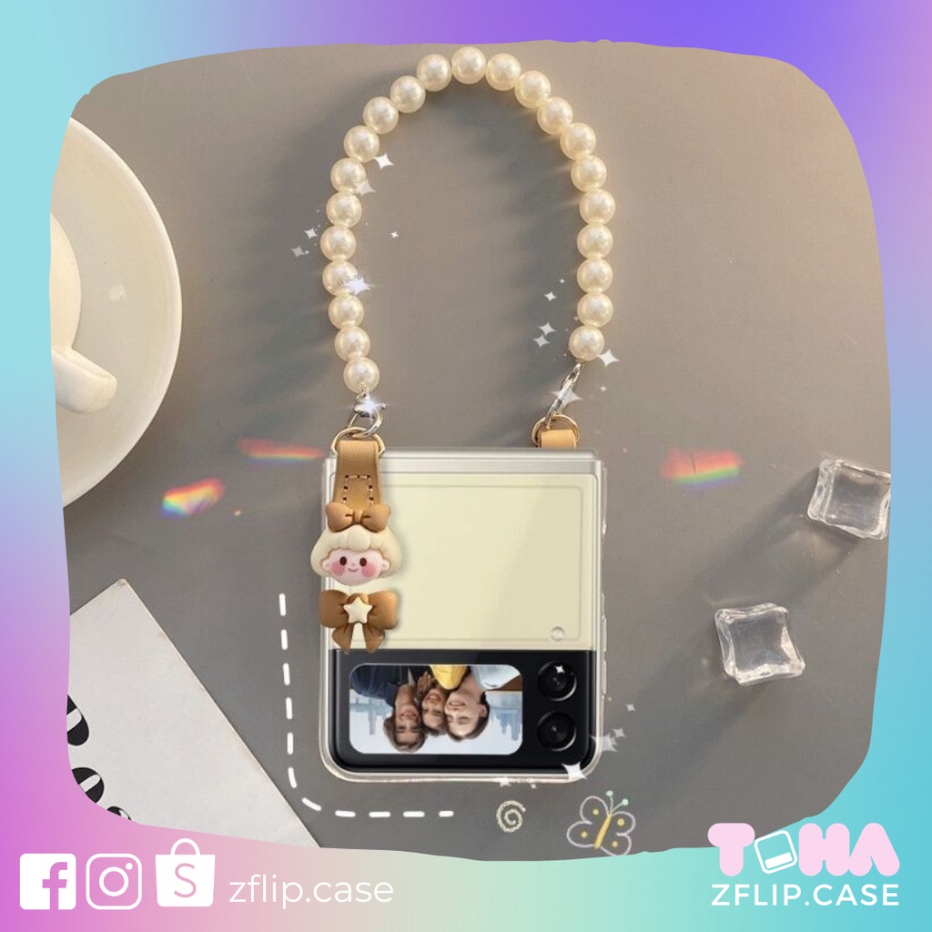 [HÀNGSẴN] Ốp trong suốt Samsung Z Flip 3 / Z Flip 4 bowtie girl dây xách đáng yêu cute / Z Flip3 / ZFlip4 / Z Flip4/