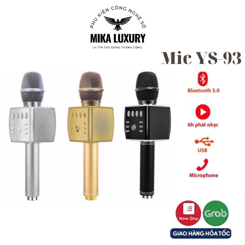 Mic Hát Karaoke Bluetooth YS-93,Mic Kèm Loa Cao Cấp, Mic Kèm Loa Không dây.