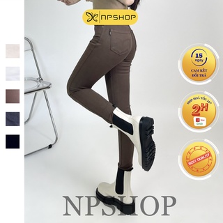 Quần jean nữ lưng cao slim fit NPSHOP, quần bò cạp cao 5 màu vải jeans mộc siêu tôn dáng JNIK004