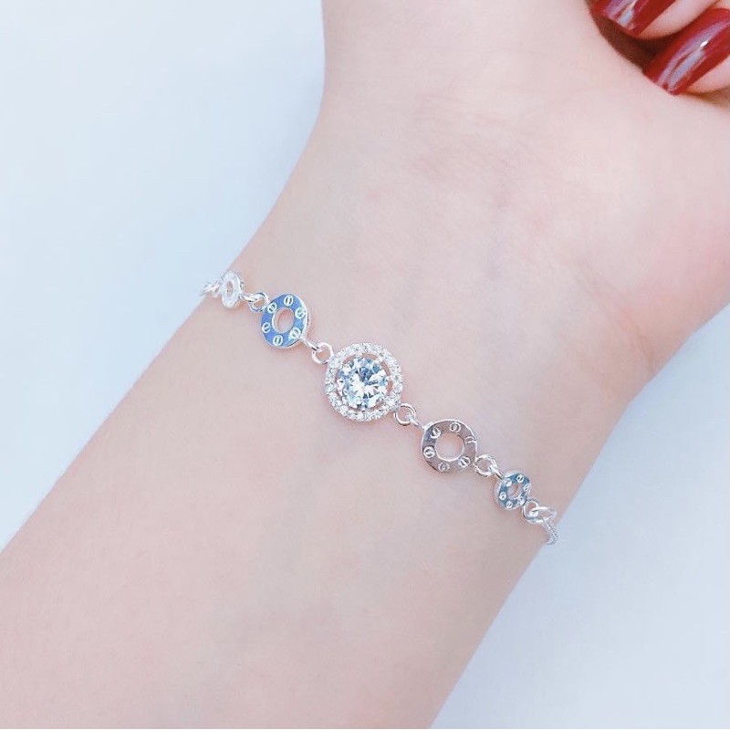 Lắc tay nữ Bạc ta đính đá sáng bóng - Vàng bạc Khải Khải