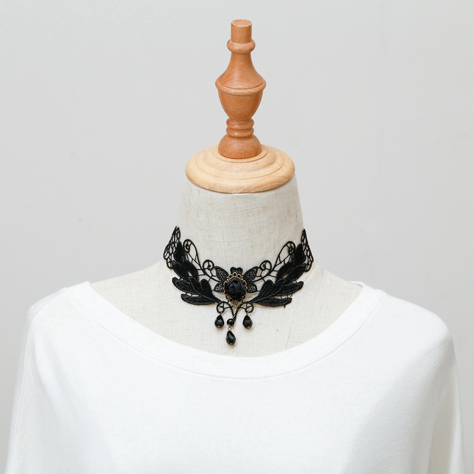 Vòng cổ choker ren đính đá hình giọt nước phong cách retro [6-15% | BigBuy360 - bigbuy360.vn