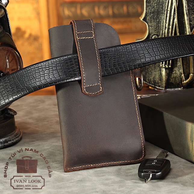 Túi Đeo Thắt Lưng Nam Da Thật Cao Cấp - Bao Da Đeo Hông Đựng Điện Thoại Treo Móc Khóa Thời Trang