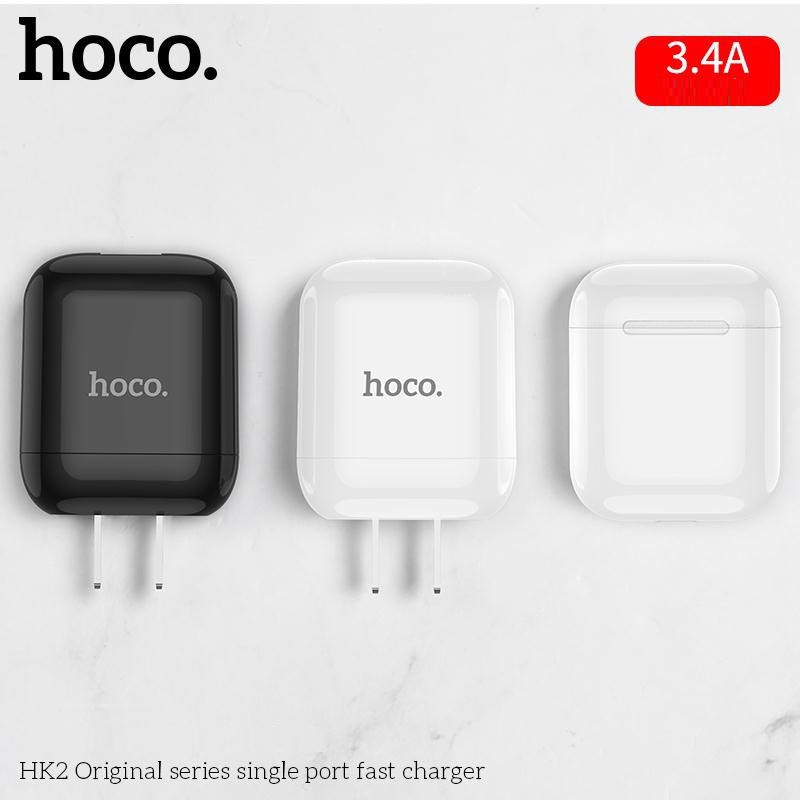 Cốc Sạc Nhanh Hoco HK2 Plus 3.4A, 2 cổng USB cho Iphone/Ipad/Samsung/Huawei