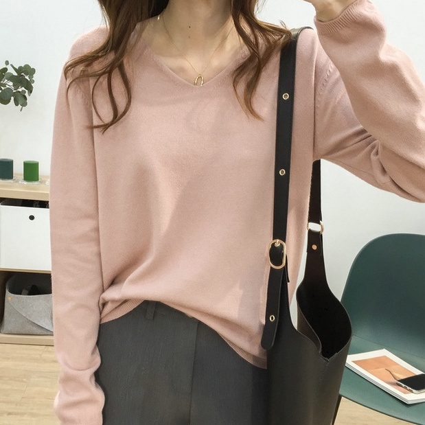 Áo Sweater Dệt Kim Tay Dài Màu Sắc Đơn Giản Dễ Phối Đồ Cho Nữ | BigBuy360 - bigbuy360.vn