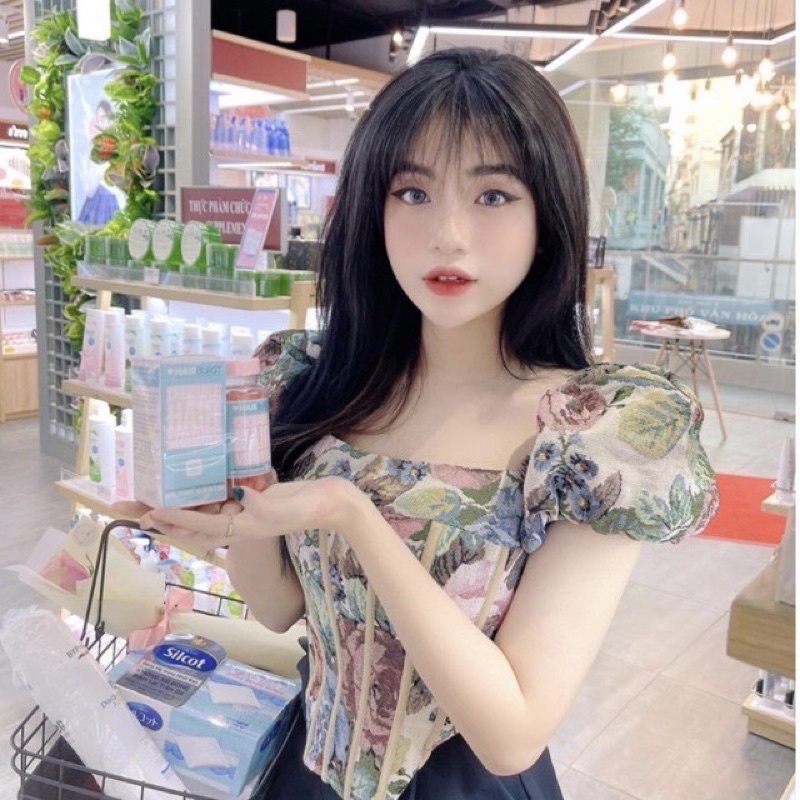 Áo kiểu corset hoa tay phồng NGOCCLOTHING nữ [FREESHIP] Croptop tay phồng khoét eo trẻ trung, hiện đại HOT | BigBuy360 - bigbuy360.vn