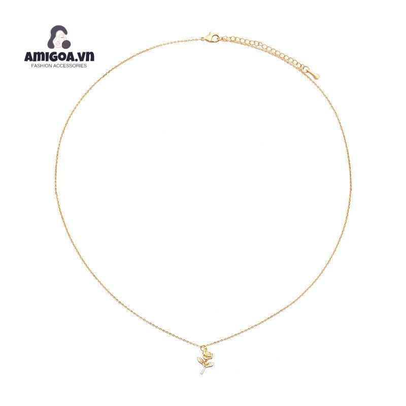 ✨✨Vòng cổ màu vàng thiết kế mặt hoa hồng tinh tế thời trang cho nữ