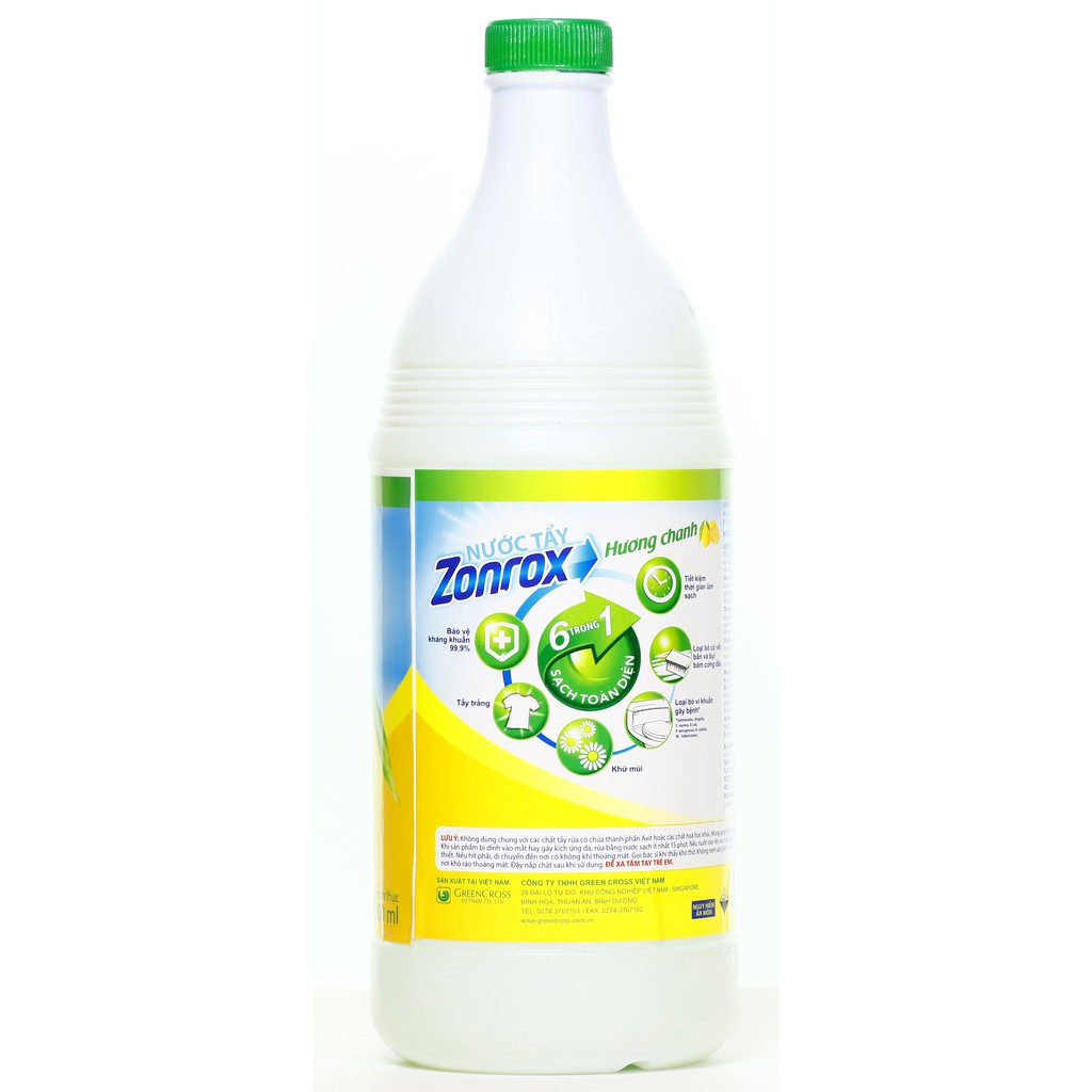 Nước tẩy Quần Áo Zonrox hương chanh chai 1 Lít
