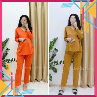 [ĐẶC BIỆT] Bộ Đồ Bầu Sau Sinh Mặc Nhà Cổ Vạt Chéo