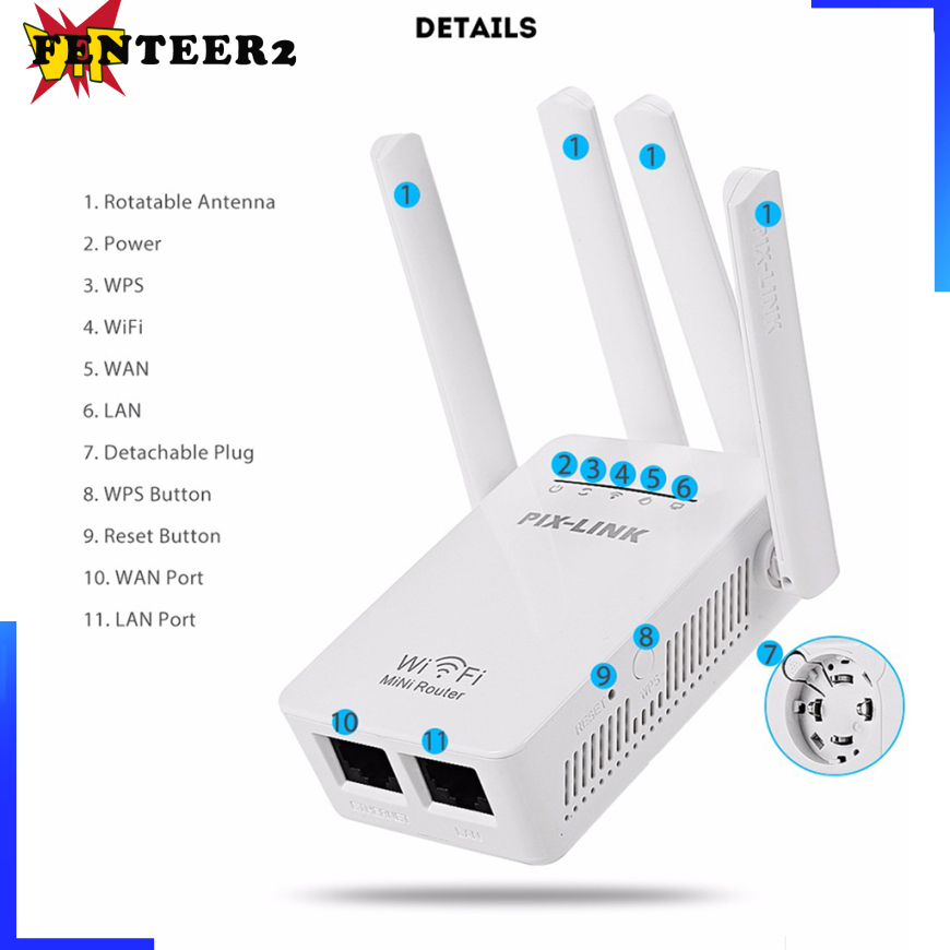 Thiết Bị Khuếch Đại Sóng Wifi Không Dây Fenteer2 3c Wr09 300mbps | BigBuy360 - bigbuy360.vn