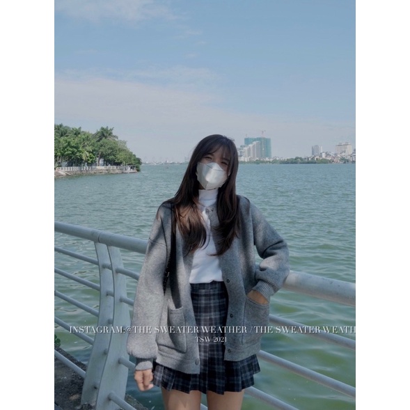 (Ảnh thật) Áo khoác len dáng bomber cúc bấm the.sweaterweather TSW | BigBuy360 - bigbuy360.vn