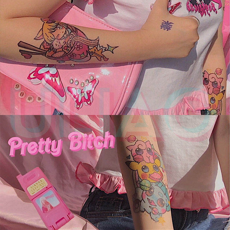 Hình xăm dán tạm thời chống nước bền lâu phong cách lolita Nhật Bản