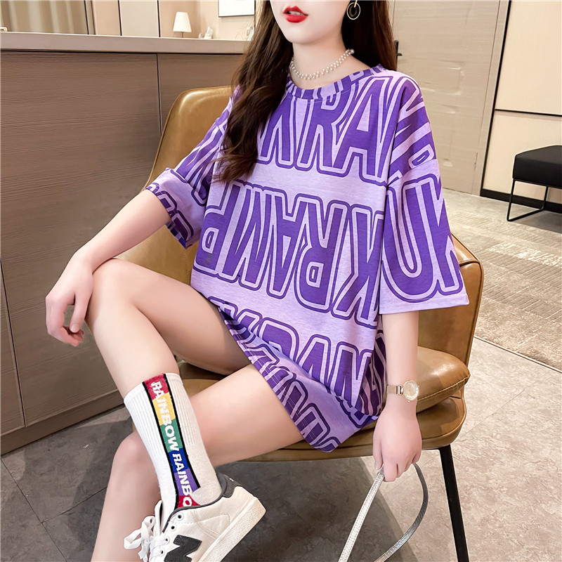 NRVP Áo thun tay ngắn cổ tròn dáng rộng hợp thời trang mùa hè 2021 cho nữ