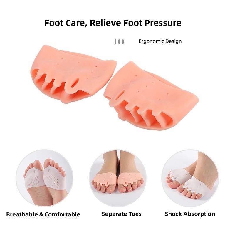 1 Cặp Đệm Silicon Mềm Hình Tổ Ong Lót Nửa Bàn Chân Giảm Đau