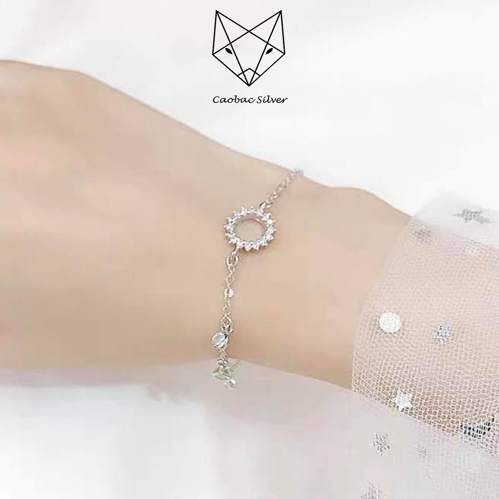 Lắc Tay Bạc Ta CaoBac Silver Cho Nữ Huyền Thoại Biển Xanh Mix Thêm Ba Ổ Đá Sợi Xích Mảnh