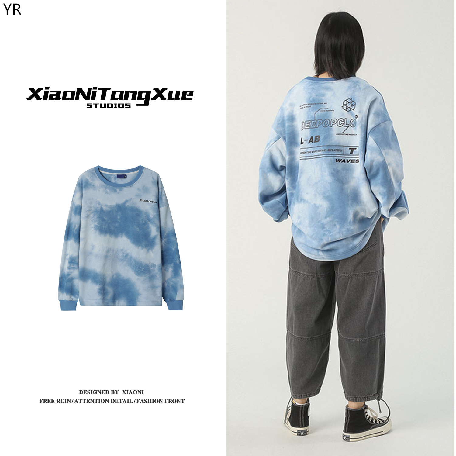 Áo nữ thời trang tay dài phong cách xuân thu dáng rộng cổ tròn hợp thời trang