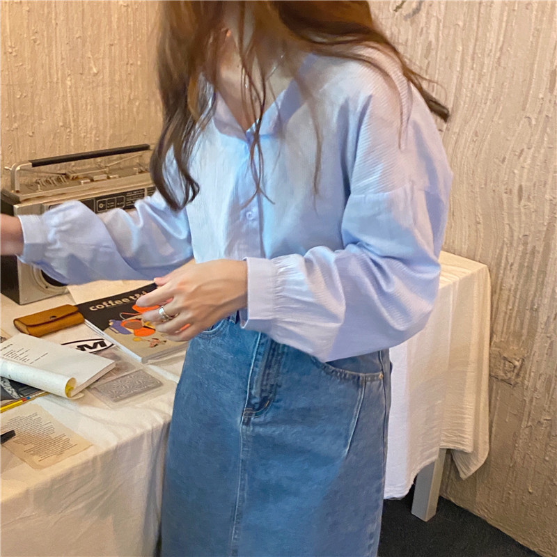 Áo sơ mi tay dài họa tiết kẻ sọc dành cho nữ 37018