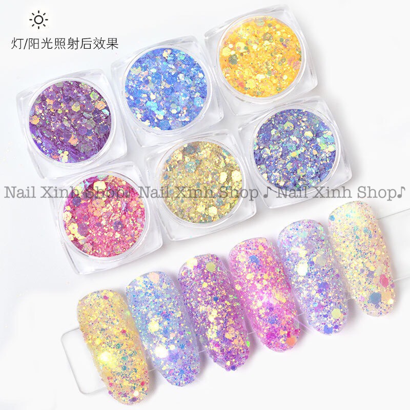 Kim tuyến nail 2 màu ( hiệu ứng xuất hiện sau khi hơ đèn led )trang trí móng nail nghệ thuật Nhật Bản- Nail Xinh Shop