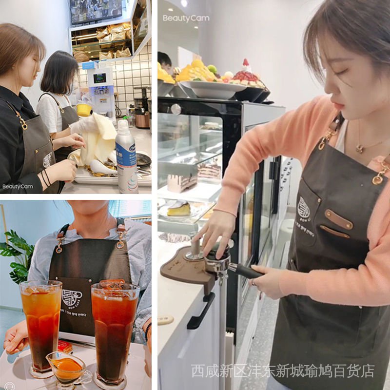 Hàng Mới Về Mới Tạp Dề Vải Canvas In logo Chống Thấm Nước Chống Dầu Cho Nữ F6BC