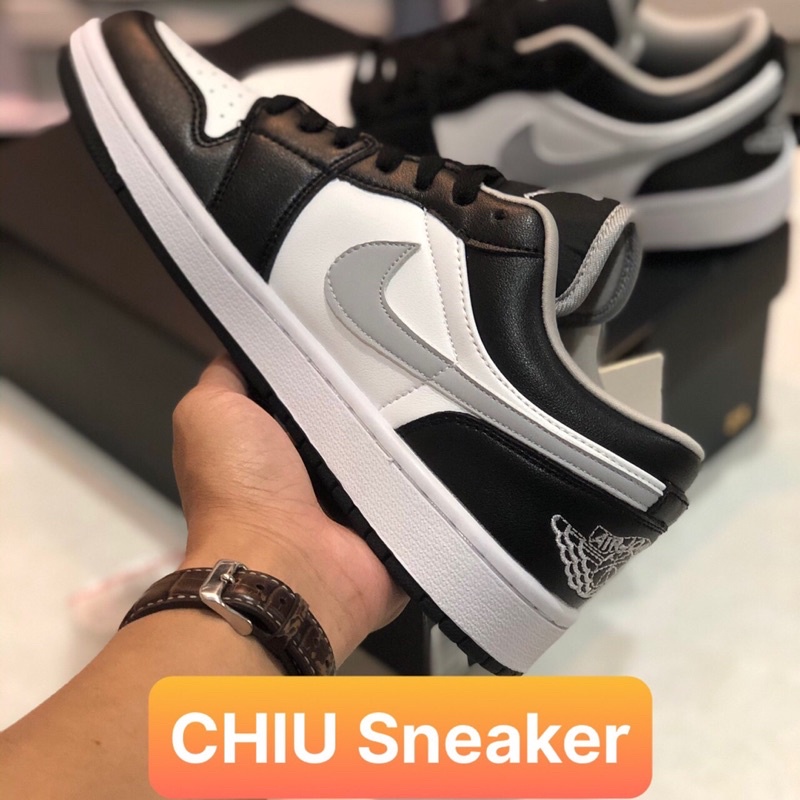 [ CHIU Sneaker 1 ] Giày Sneaker Jordan 1 cổ thấp xám smoke grey V3 phiên bản SC da thật trắng đen