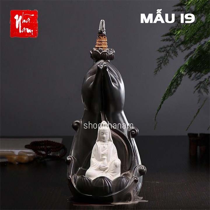 [Bán sỉ] Thác khói trầm hương phật tổ như lai quan âm liên hoa quan âm bạch y tọa thiền hoa sen tặng 3 nụ trầm | BigBuy360 - bigbuy360.vn