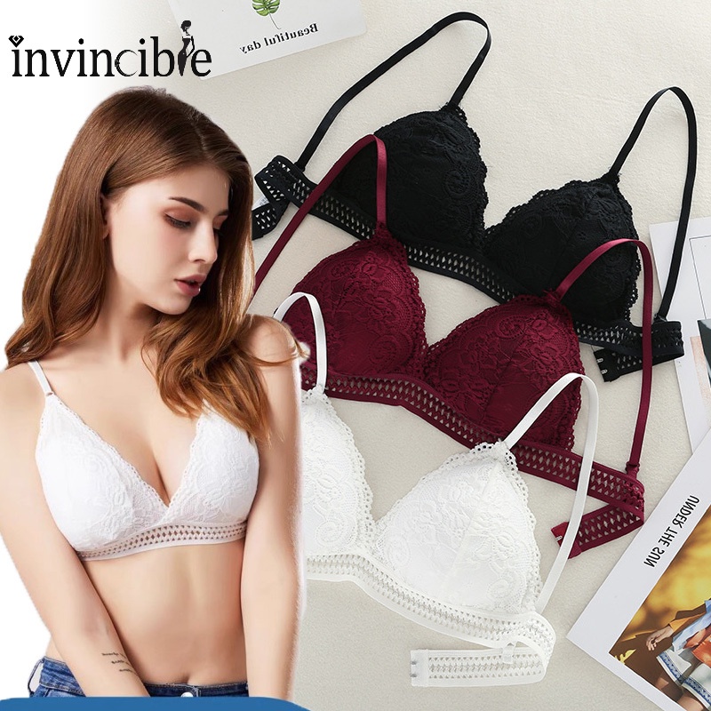 [Tuyệt Vời] Áo Ngực Tam Giác Cúp Chữ V Sâu / Áo Ngực Liền Mạch Phối Ren Mềm Mại Thoải Mái Cho Nữ Dự Tiệc Cưới