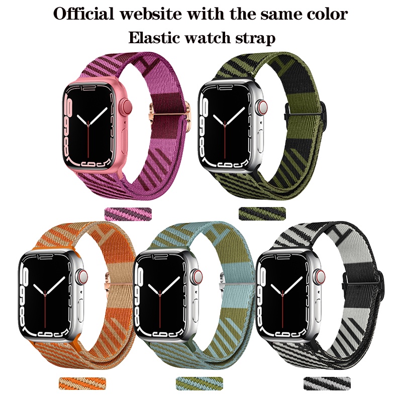 HERMES Vòng Đeo Tay Co Giãn Dệt Thay Thế Cho Đồng Hồ Apple Watch 7/6/5/4/3 / SE series 41mm 45mm 38 40 42 44mm