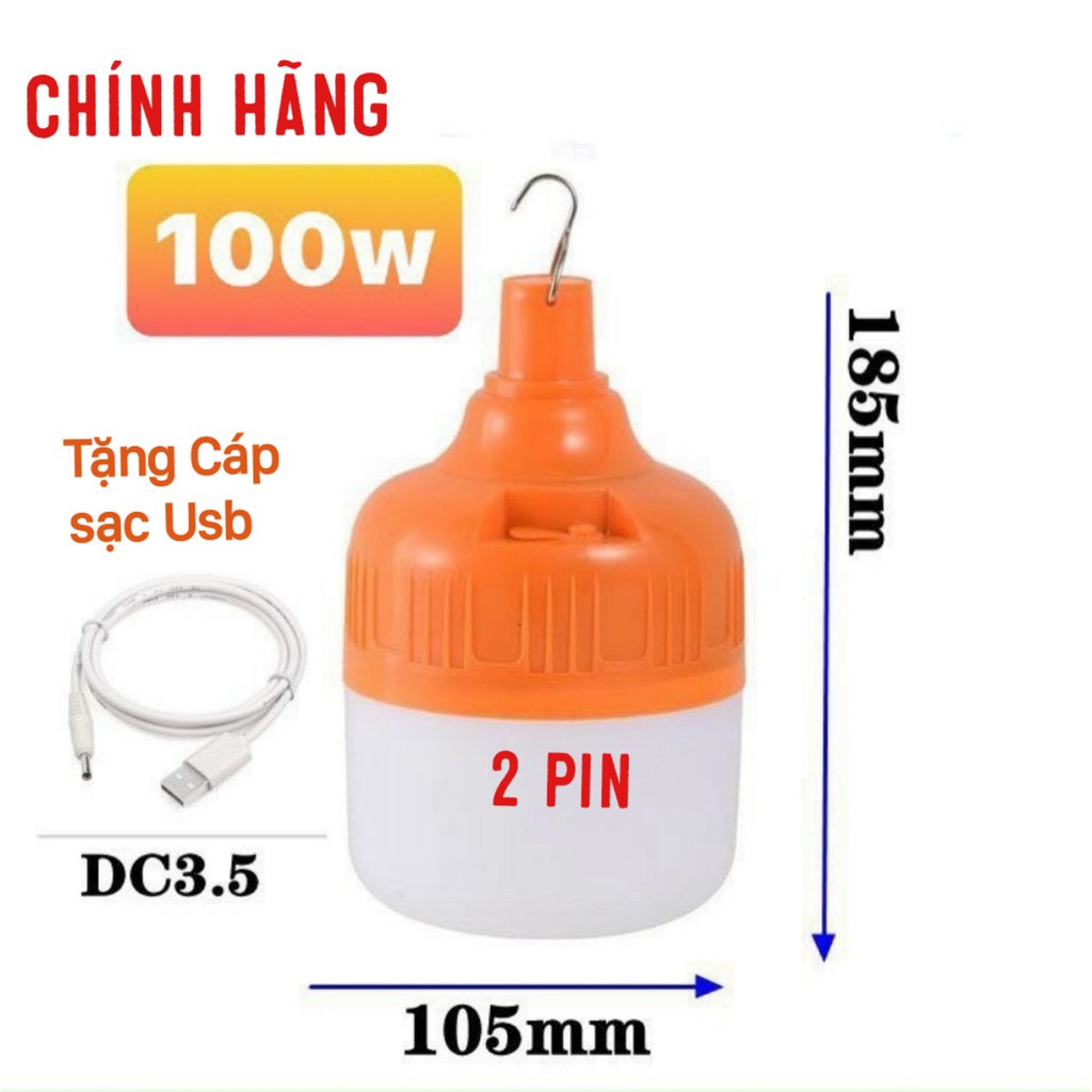 Bóng đèn tích điện 100w ( Loại 1 ) , Bóng tích điện 100w ,Có móc treo , Siêu sáng