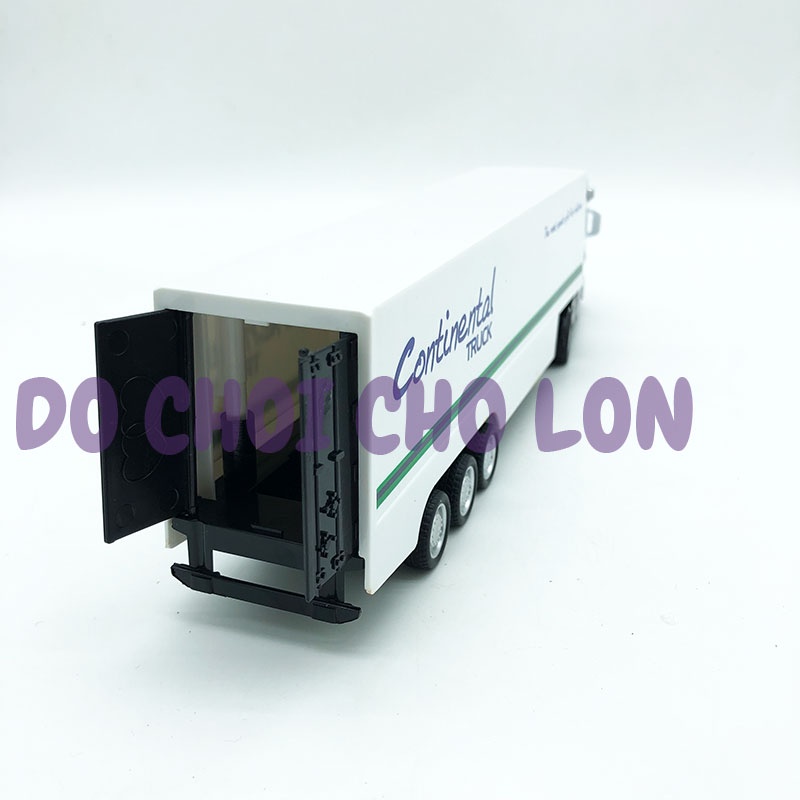 Hộp đồ chơi xe tải đầu kéo bằng sắt xe container chở hàng TRẮNG chạy trớn 2212-3