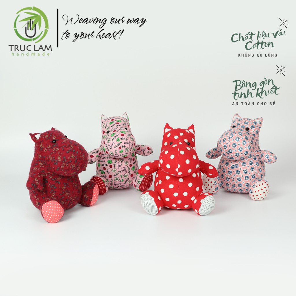 Đồ Chơi Cho Bé Thú Nhồi Bông Hình Con Hà Mã Vải Hoa Bông Gòn Cao Cấp  – Trúc Lâm Handmade